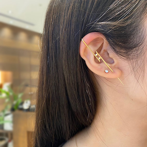 SJX W】LAB-GROWN DIAMOND (SYNTHETIC DIAMOND) SEMI NUDE PIERCED