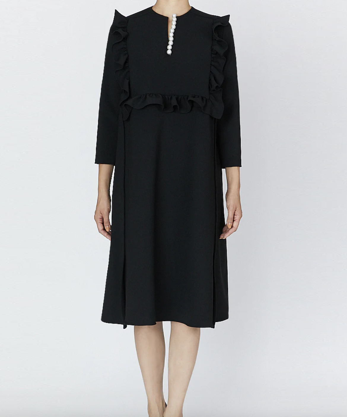 38サイズ】ペプラムロングスリーブパールドレス YOKO CHAN（ヨーコ