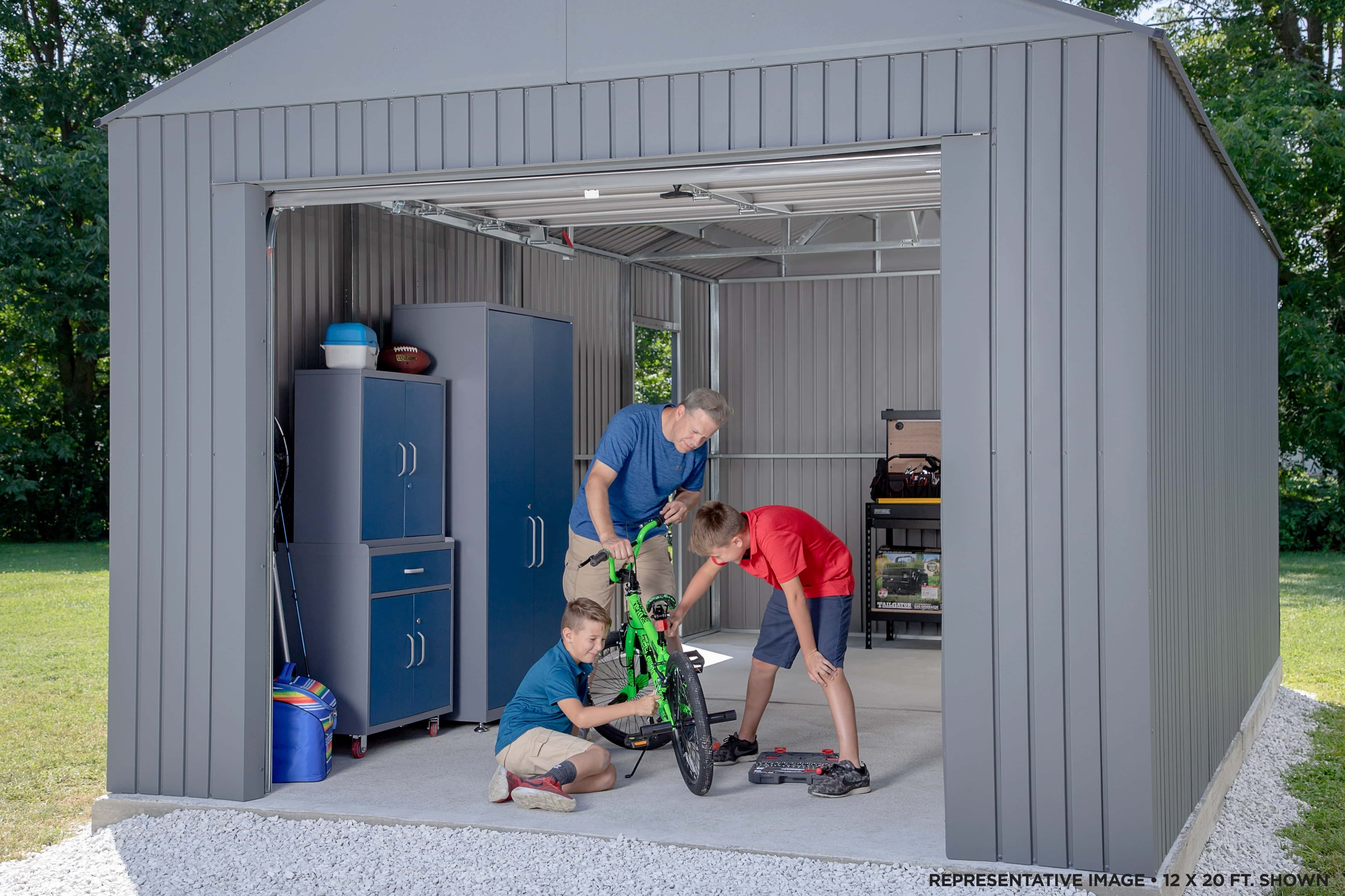 Everest Steel Garage, Storage Building Kit, 12 ft. x 25 ft. Charcoal