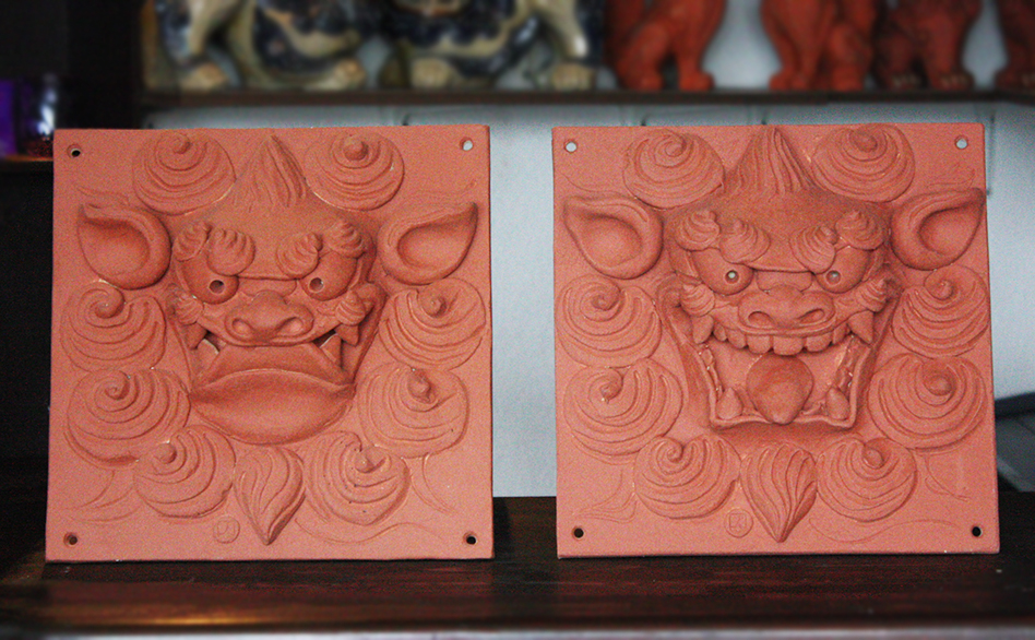 面（荒焼）シーサー 作 宮城 勝人