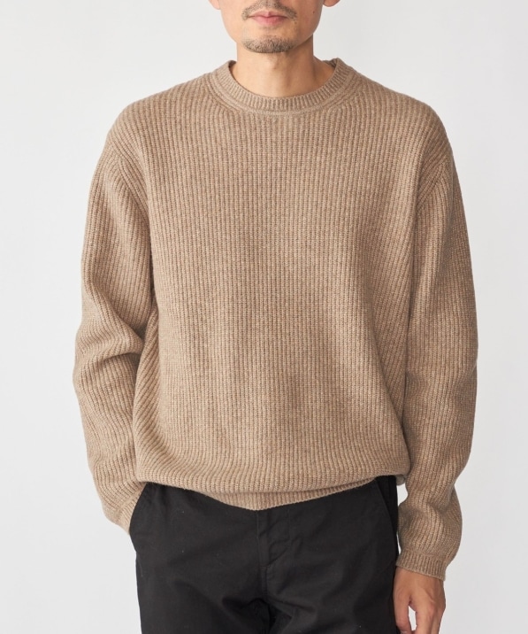 SHIPS: 〈手洗い可能〉7ゲージ ブラッシュド クルーネック プル