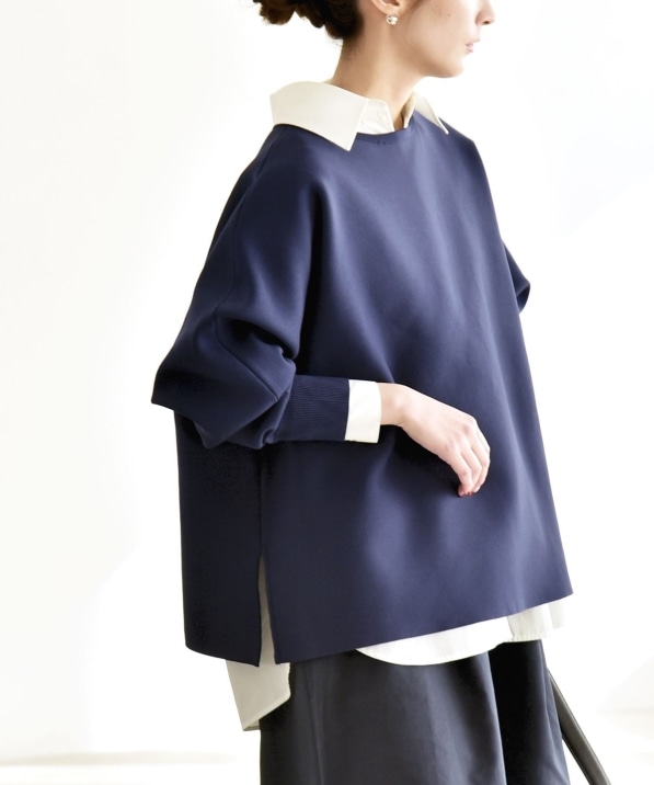 quaranciel:〈手洗い可能〉ボートネック ワイド ニット プルオーバー