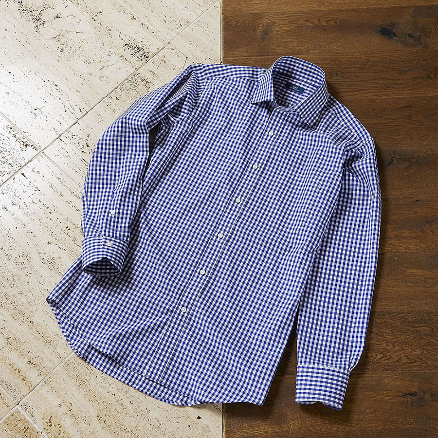 ワイシャツ チェック ネイビー ブロード SMC｜CHOYA SHIRT（チョーヤ