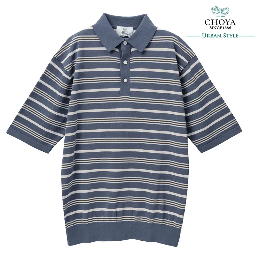 ニットシャツ CHOYA URBAN STYLE ニット 鹿の子ニット 半袖 ポロシャツ