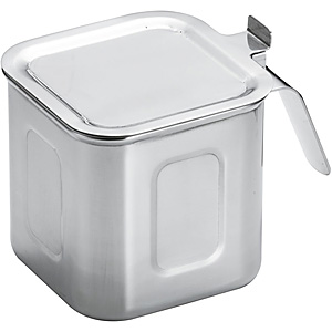 YUKIWA 18-8 ステンレス深型角キッチンポット 丁番蓋付き 9cm - 調理