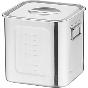 三宝産業 YUKIWA UK 18-8 ステンレス 深型 角キッチンポット 手付 21cm