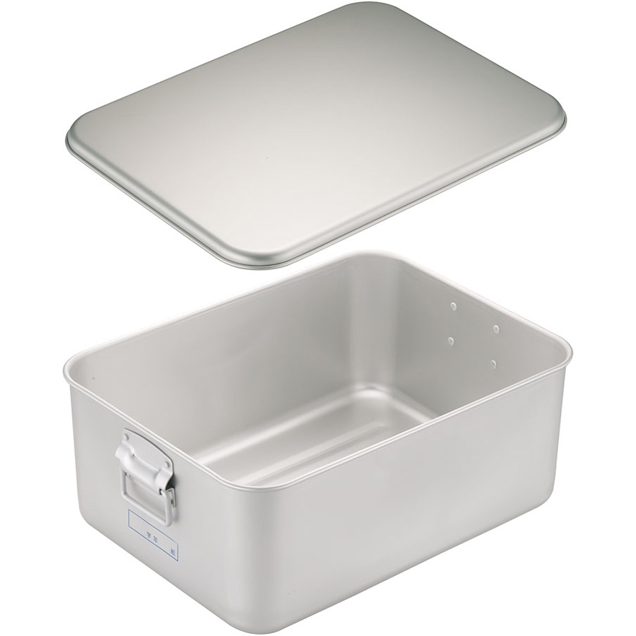 オオイ金属 アルマイト プレス製 給食用パン箱 蓋付 258 45個用 - 調理