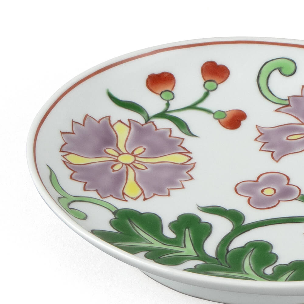 中皿 2枚 金彩 色絵付 花文様 宝文様 角富 台皿 色絵金襴花詰 / 高