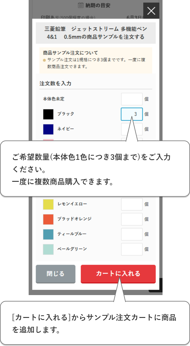 サンプル注文依頼方法 ご利用ガイド｜ほしい！ノベルティ｜販促品