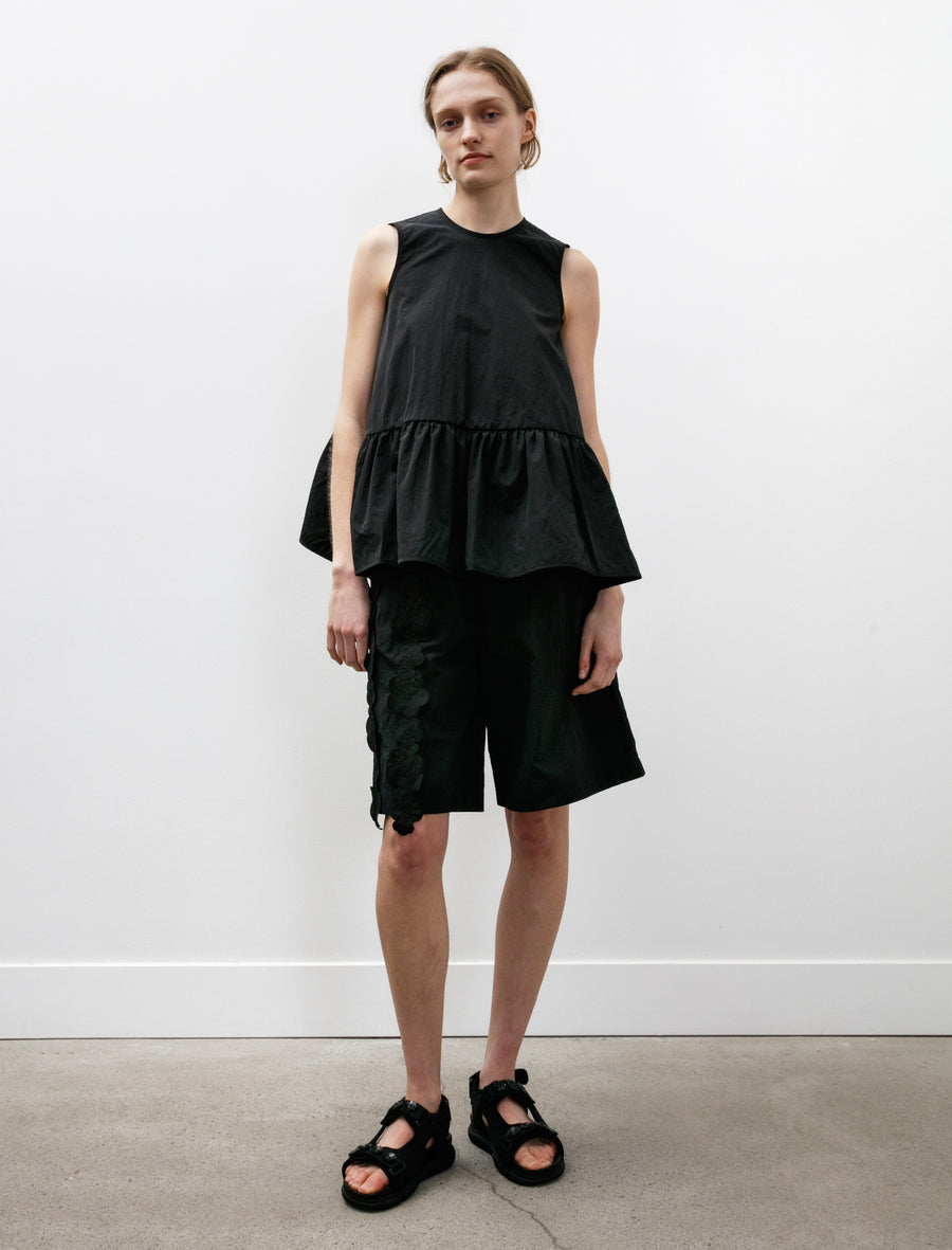 Cecilie Bahnsen Asta Top with Ruffled Hem Black – Neighbour