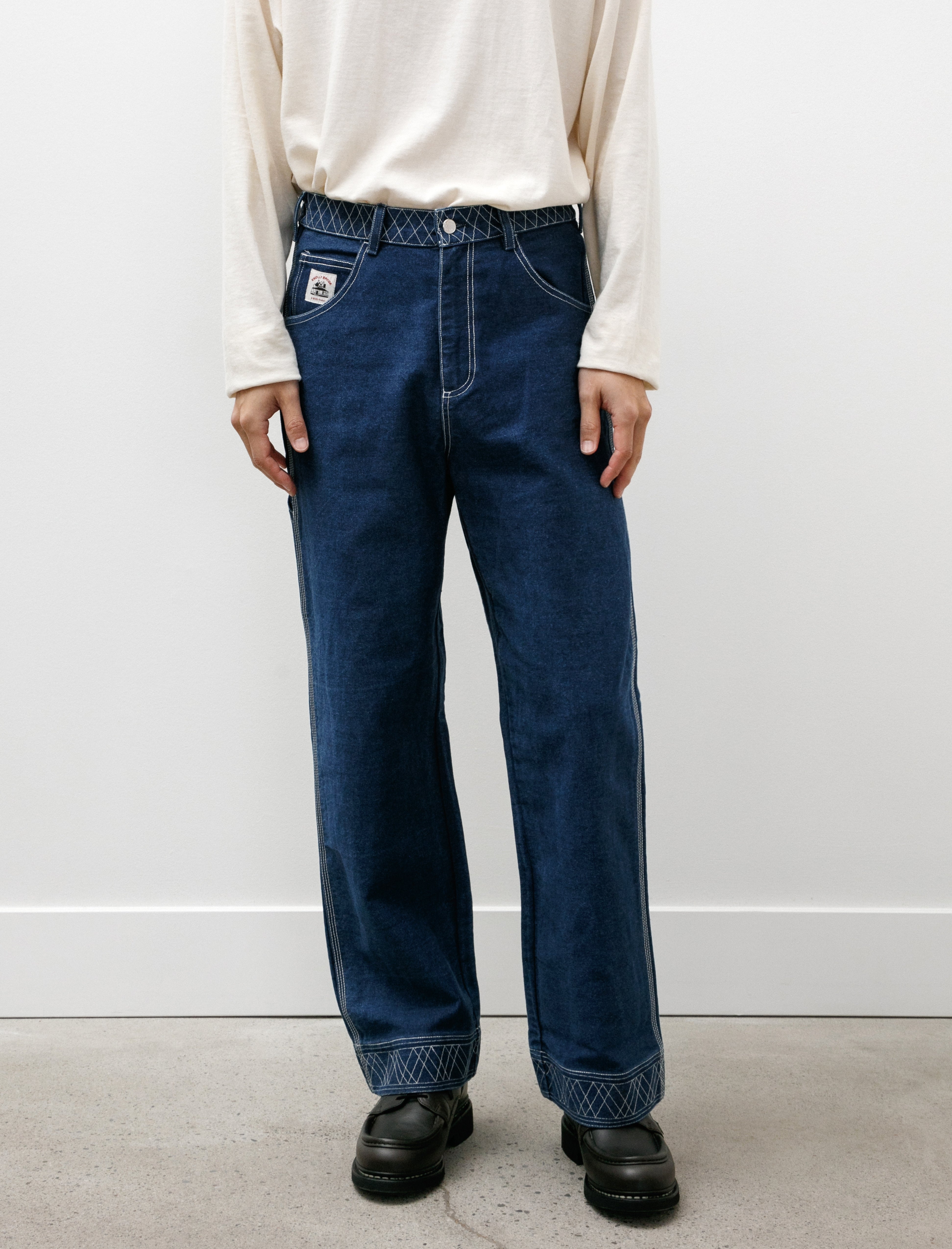 Bode Embroidered Denim Knolly Brook Trousers Indigo – Neighbour