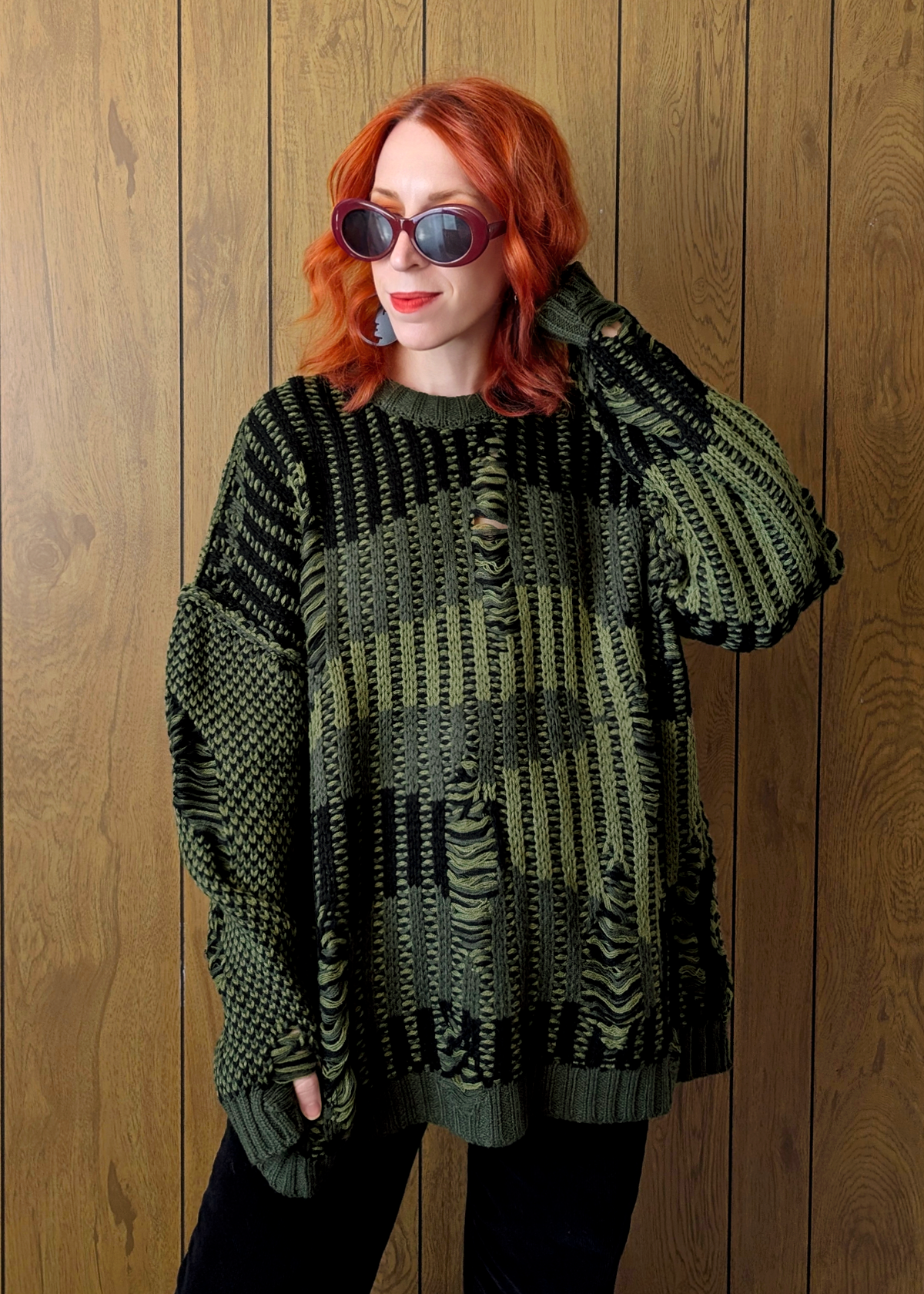 Gaia Chunky Knit Oversized Knit Grunge Destroyed Sweater by Ragged