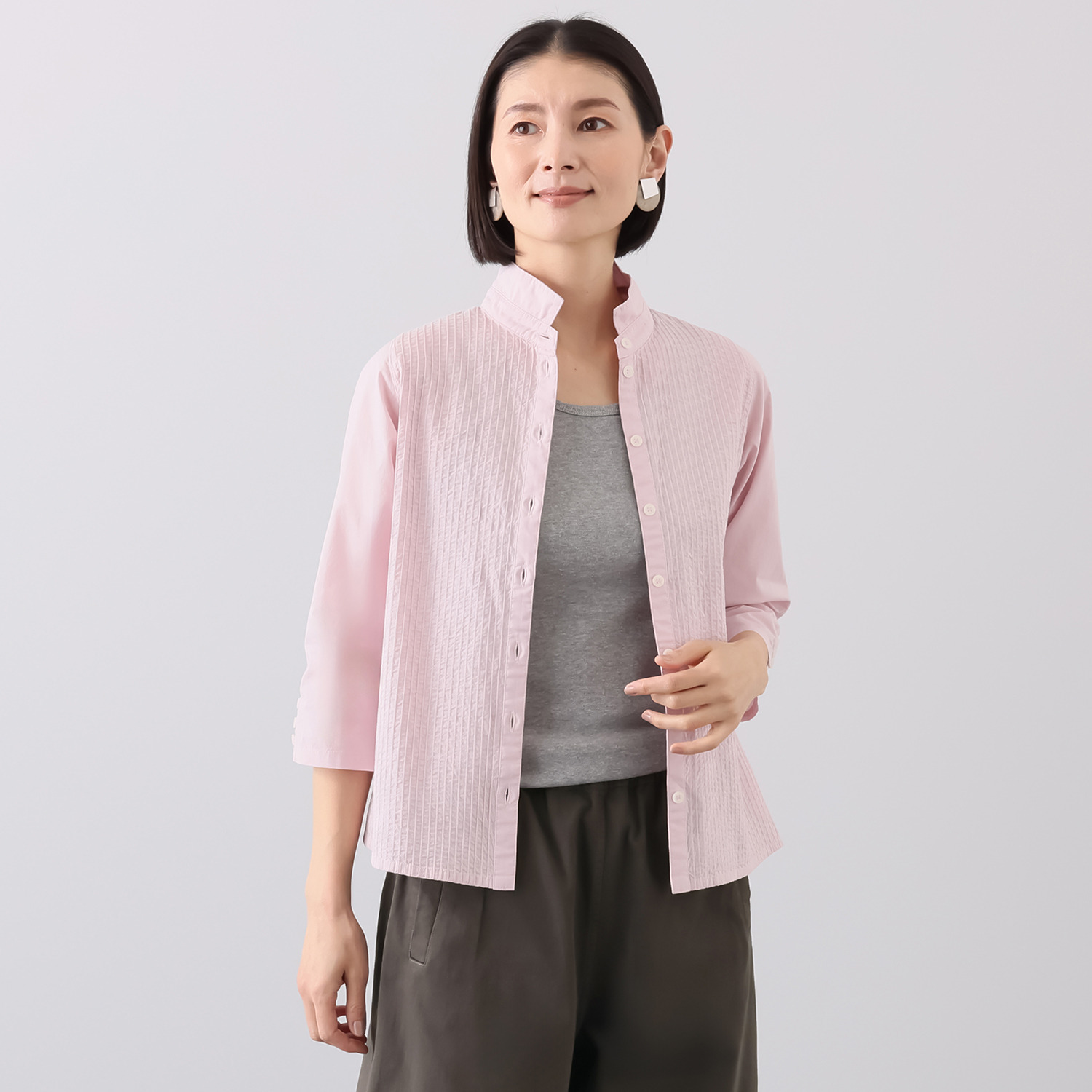 ヤッコマリカルド バンドカラーロングシャツ オーバーサイズ