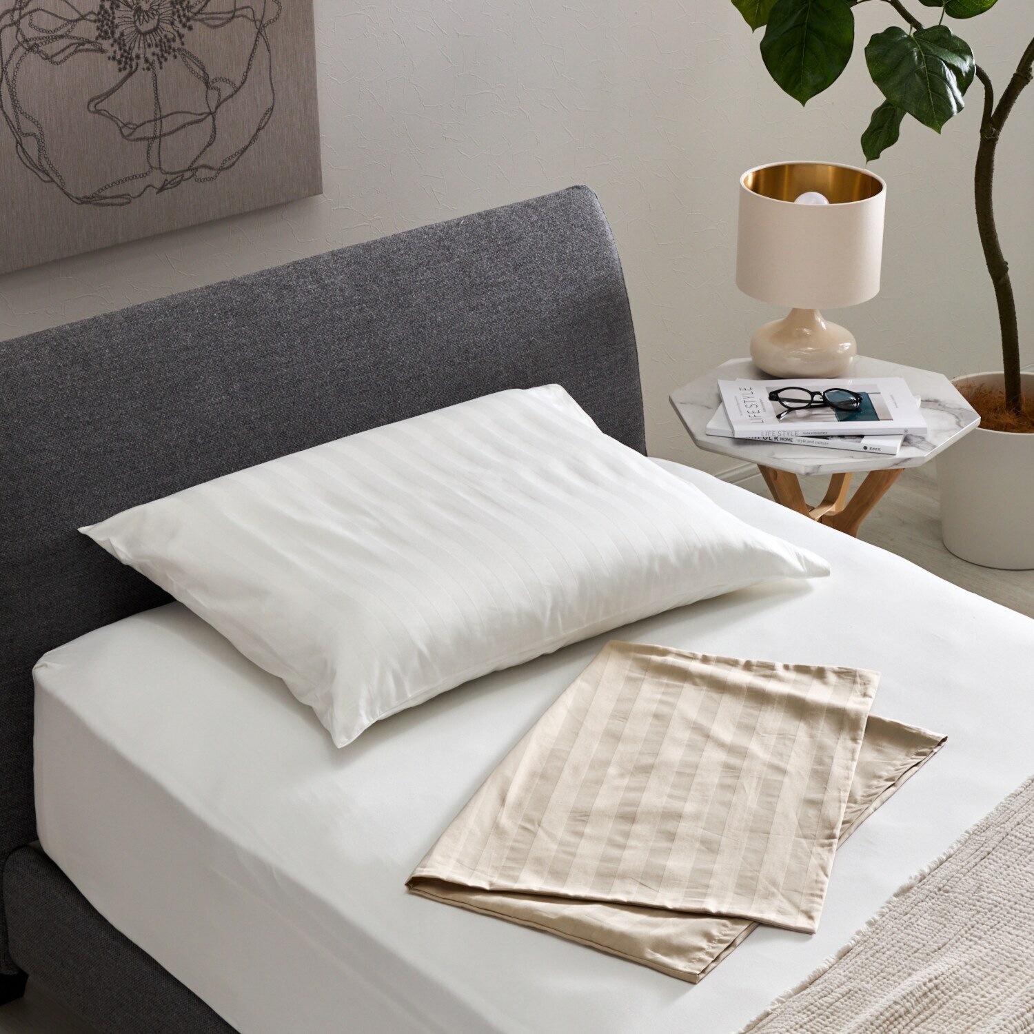 エアトラスPro 専用ピローケース ストライプ 2枚セット ＜ホワイト