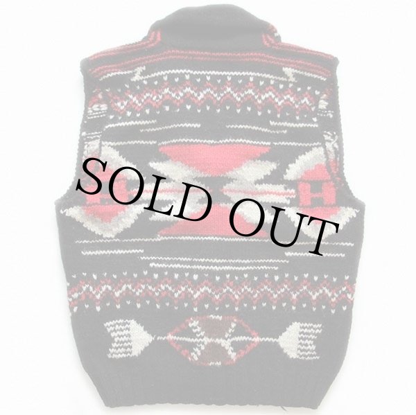 80s ラルフローレン ネイティブ柄 ショールカラー ウール ハンドニット