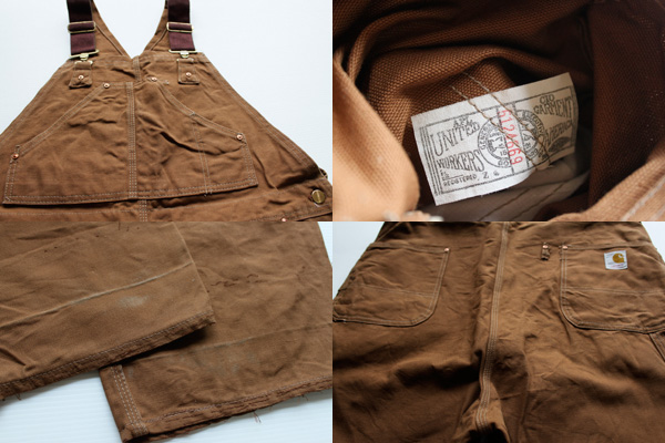 70s carharttカーハート 山ポケ ダック地 ダブルニー オーバーオール