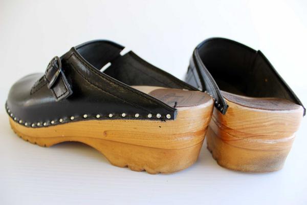 スウェーデン製 TROENTORP レザー サボ サンダル 黒 40☆クロッグ