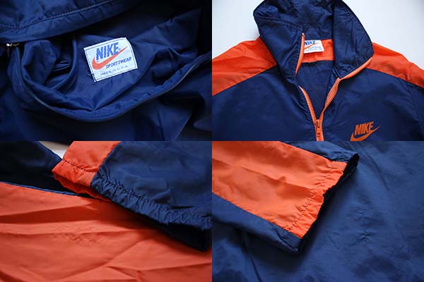 70s USA製 NIKEナイキ ナイロンジャケット オレンジ×紺 M - Sixpacjoe