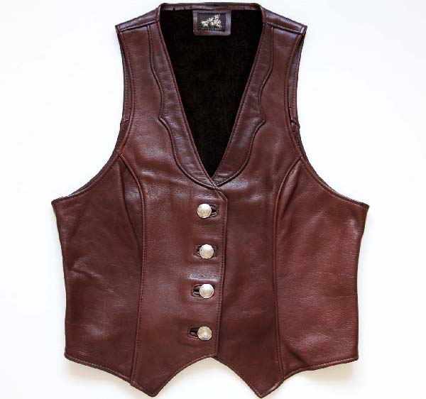 70s Lew'n'Me コンチョボタン レザーベスト - Sixpacjoe Web Shop