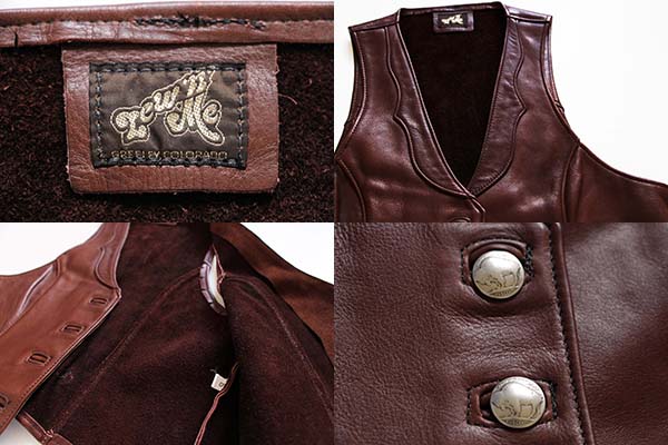 70s Lew'n'Me コンチョボタン レザーベスト - Sixpacjoe Web Shop