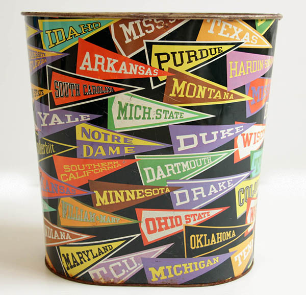 60s カレッジ ペナント トラッシュカン☆ゴミ箱☆ダストボックス