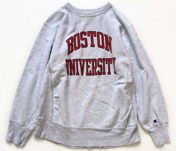 80s USA製 Championチャンピオン BOSTON 染み込みプリント リバース