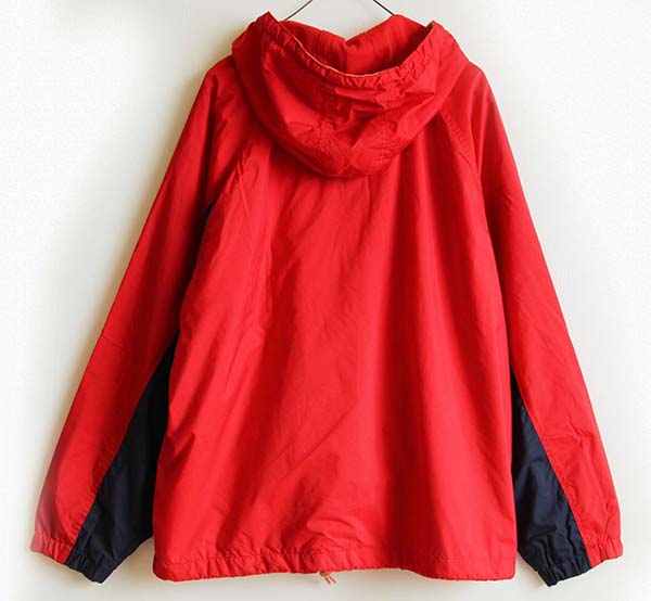90s GAPギャップ ツートン ナイロン アノラックパーカー 赤×紺 S