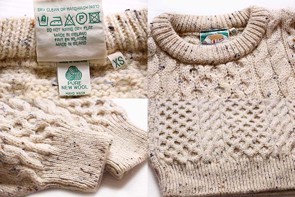 アイルランド製 GAELTARRA ケーブル編み ネップ入り ウールニット