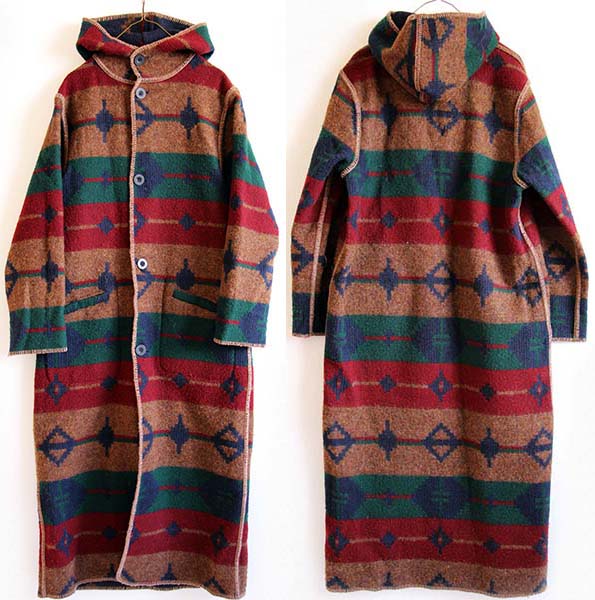 Woolrichウールリッチ ネイティブ柄 リバーシブル ロング ウール