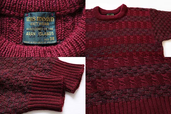アイルランド製 inis meainイニシュマン ブロック編み×ケーブル編み
