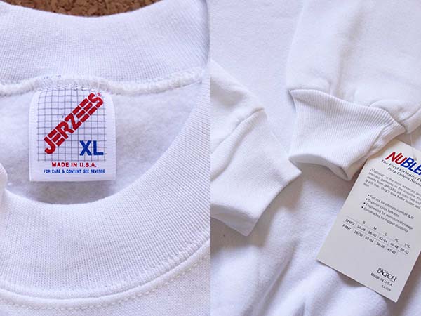 デッドストック☆80s USA製 JERZEES 無地 スウェット 白 XL☆ブランク