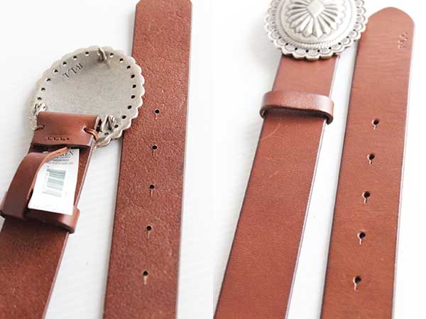 新品☆LAUREN ラルフローレン コンチョ バックル レザーベルト 茶 S