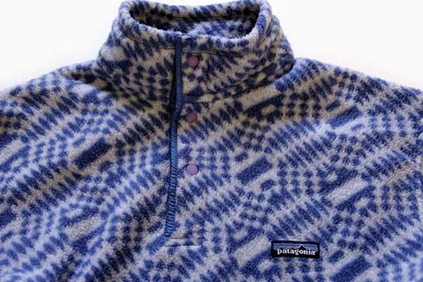90s USA製 patagoniaパタゴニア 総柄 シンチラ フリース スナップT M