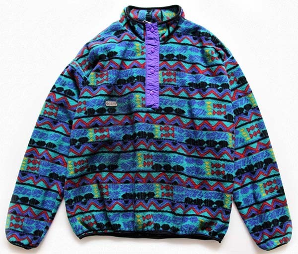 90s USA製 Columbiaコロンビア 総柄 プルオーバー フリース XL