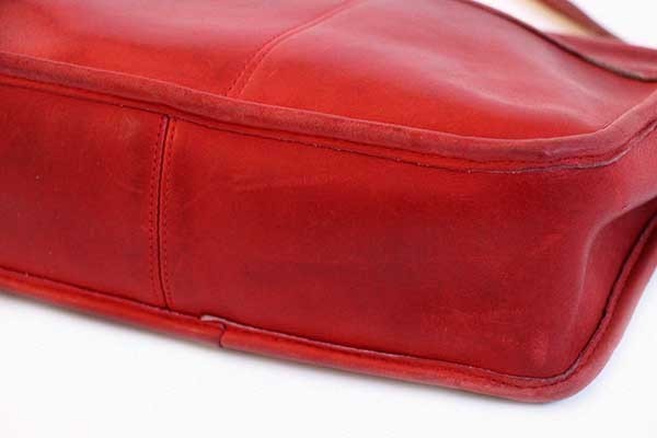 70s USA製 COACH オールド コーチ レザー ショルダーバッグ 赤☆9648