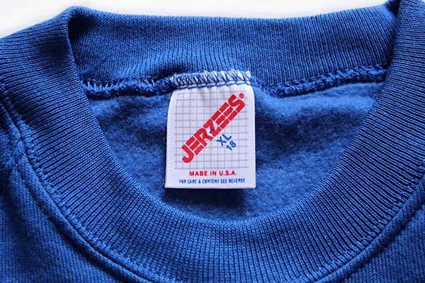 デッドストック☆80s USA製 JERZEES 無地 スウェット 青 ボーイズXL