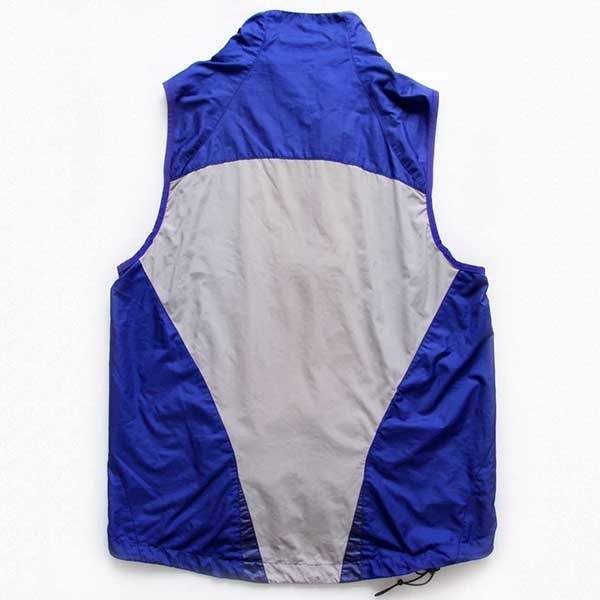 00s patagoniaパタゴニア ナイロンベスト 青×グレー M☆刺繍ロゴ