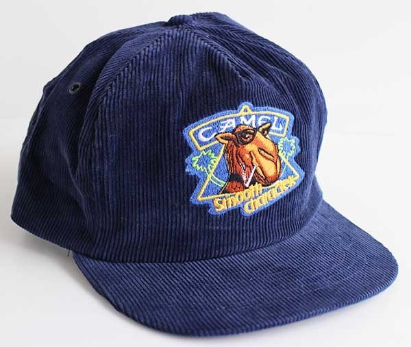デッドストック☆80s CAMEL キャメル 刺繍 コーデュロイキャップ 紺