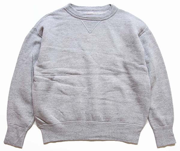 50s USA製 Wilsonウィルソン 無地 前V コットン スウェット 杢グレー L