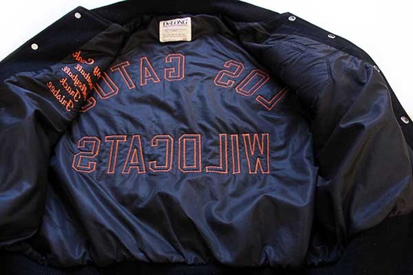 80s USA製 DeLONGデロング 刺繍&パッチ付き メルトン ウール 袖革