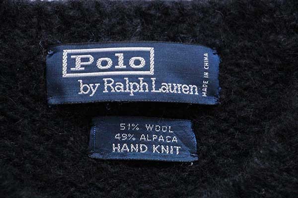 90s ポロ ラルフローレン アーガイル柄 ウール×アルパカ ハンドニット