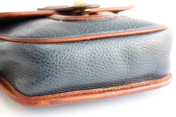 USA製 COACH オールド コーチ レザー ショルダーバッグ ミニ 紺×茶