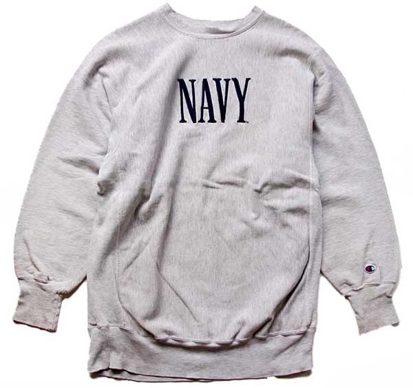 90s Championチャンピオン NAVY刺繍 リバースウィーブ スウェット ボロ