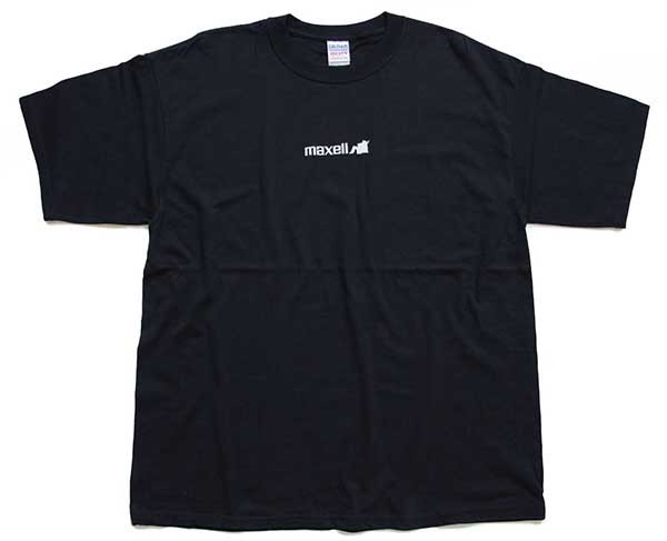 00s maxellマクセル ワンポイント ロゴ コットンTシャツ 黒 XL