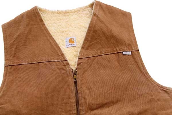 80s USA製 carharttカーハート ボアライナー ダックベスト 茶 MT