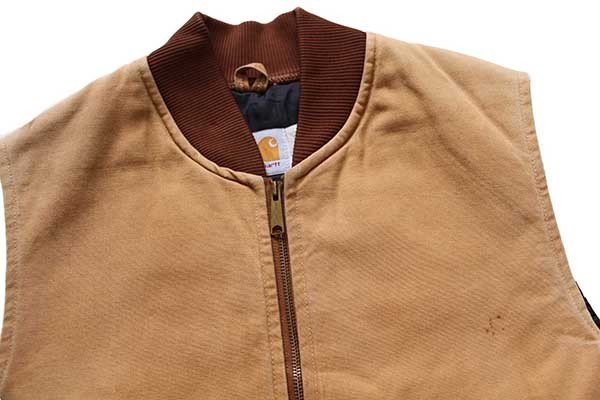 90s USA製 carharttカーハート キルティングライナー ダックベスト 茶