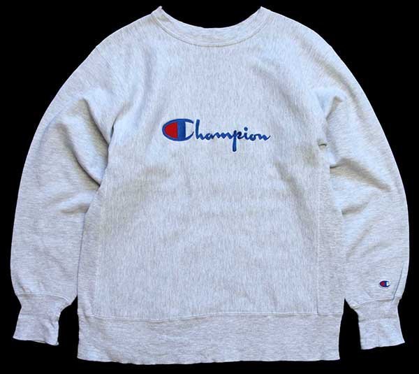 90s USA製 Championチャンピオン スクリプト ビッグロゴ刺繍 リバース