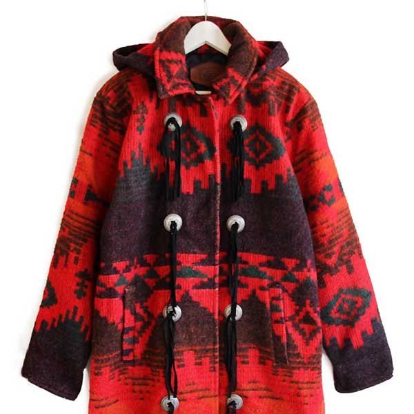 90s USA製 Woolrichウールリッチ ネイティブ柄 ロング ウール