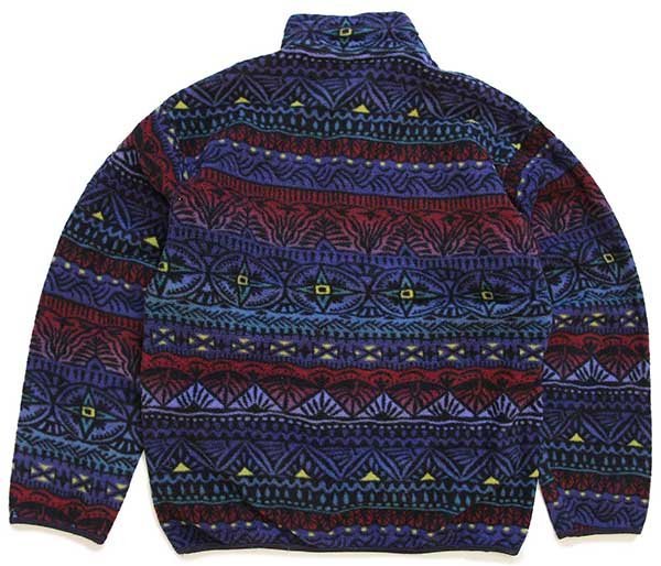 90s USA製 patagoniaパタゴニア 総柄 シンチラ フリース スナップT S