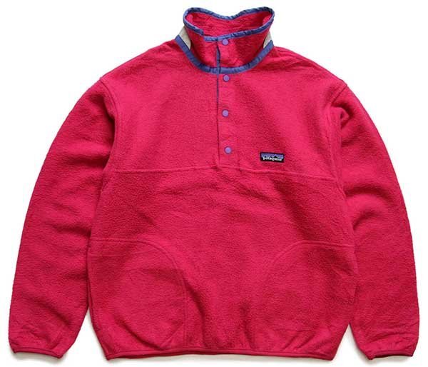 90s USA製 patagoniaパタゴニア フリース スナップT ピンク KIDS'14